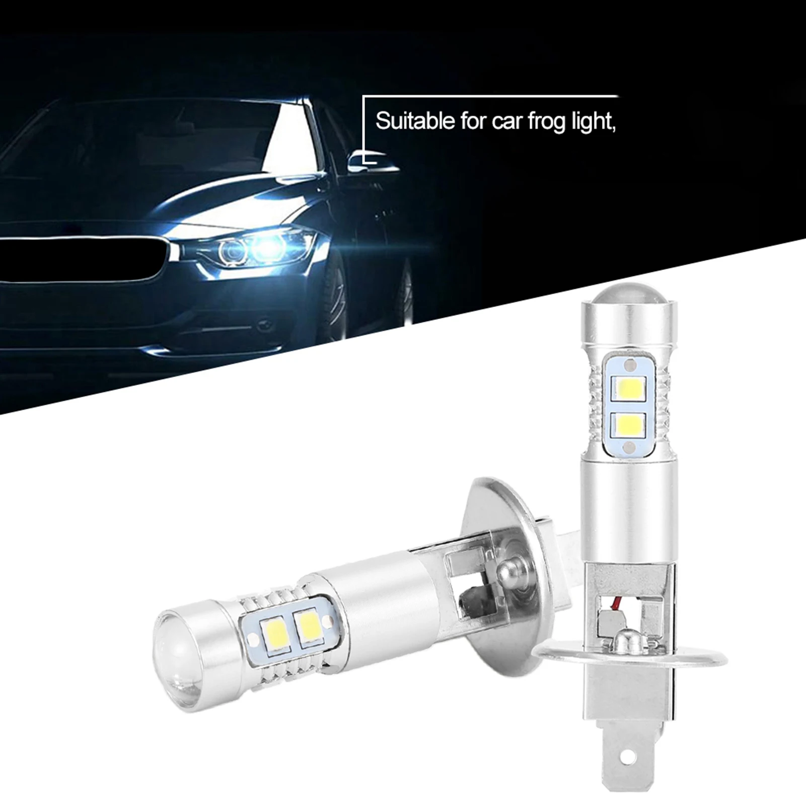 2x H1 3-5W 6000K Super White LED Fog Light Bulbs Waterproof Plug Play Universal for Cars SUV Trucks DRL