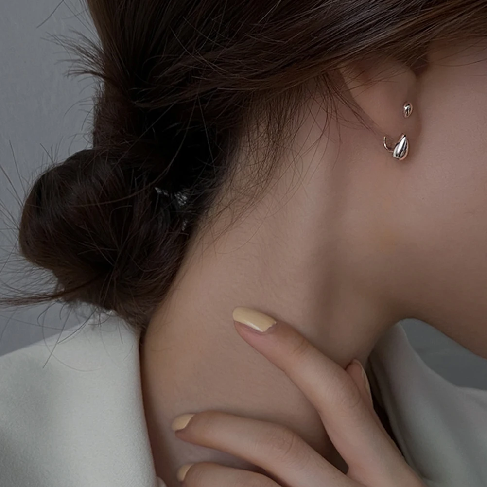 

2pcs Teardrop Earrings Sterling Silver Women Lightweight Hypoallergenic Dangle Chain Pendant For Girls Korean Style Prom