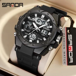 Men's Multifunctional Outdoor Waterproof Electronic Watch Digital Wristwatches SANDA 3313 Student Fashion Trend Military Style