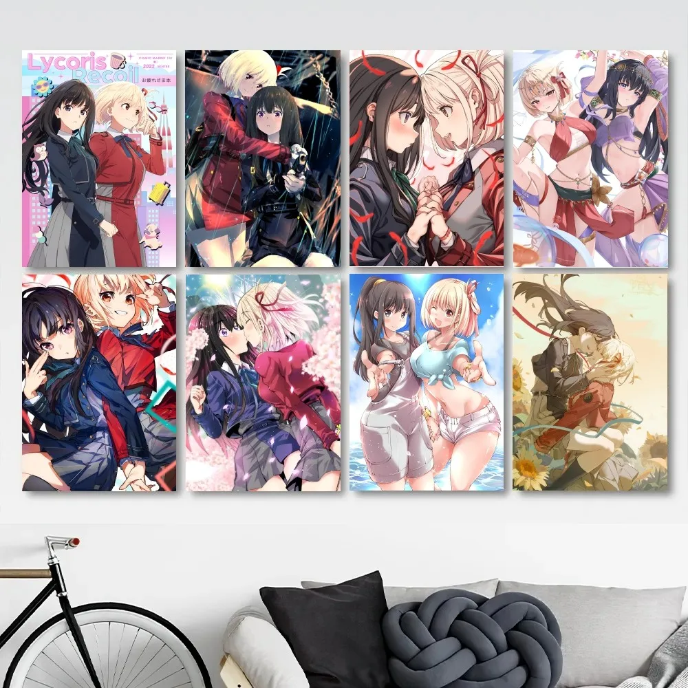 Anime Lycoris Recoil Poster Stickers Living Room Bedroom Entrance Cafe Wall Art Decoration Painting Room Home Aesthetic Decor