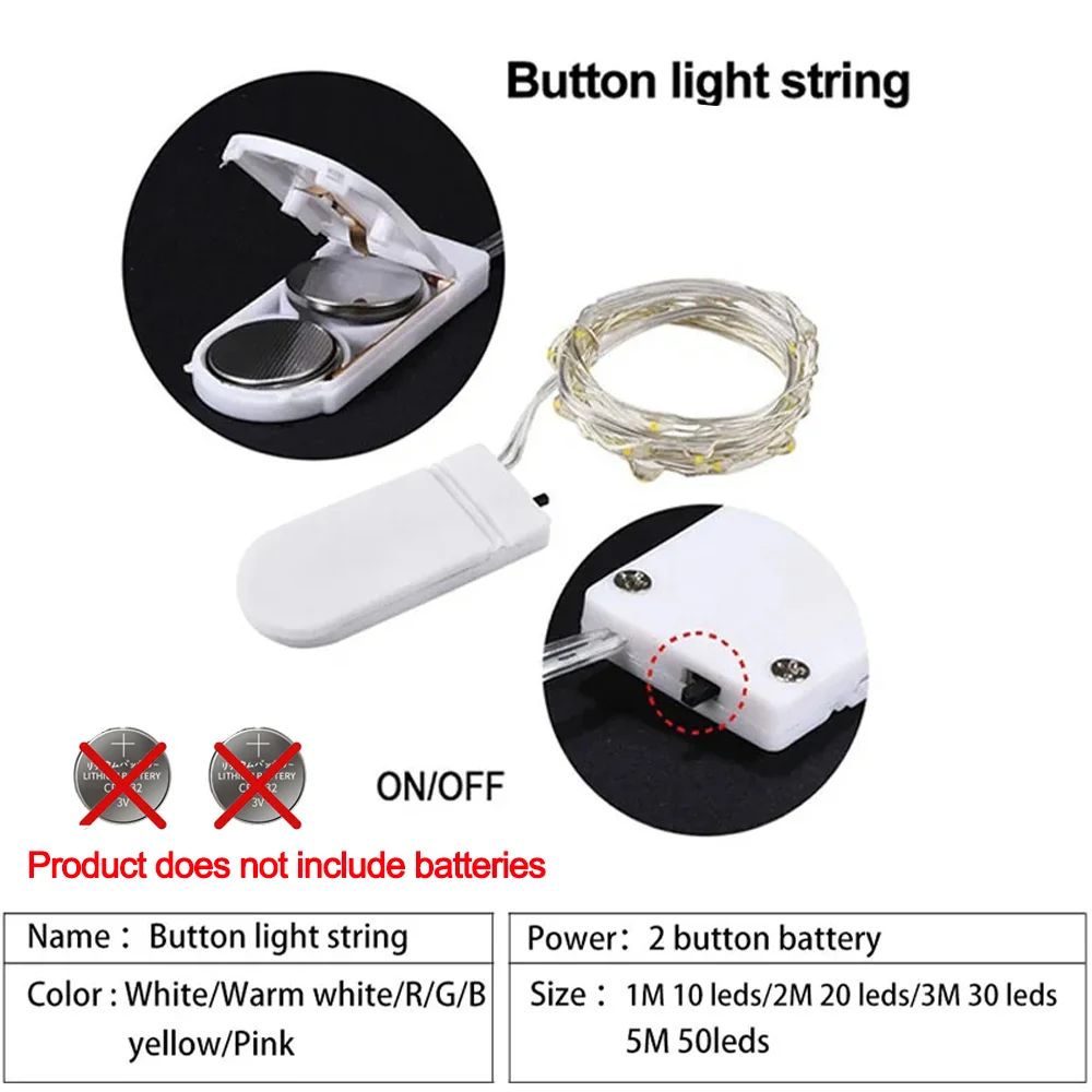 Led Copper Wire String Lights 1M 2M 3M 5M Fairy Lights Waterproof  DIY garland Christmas Wedding Home Decor Lighting