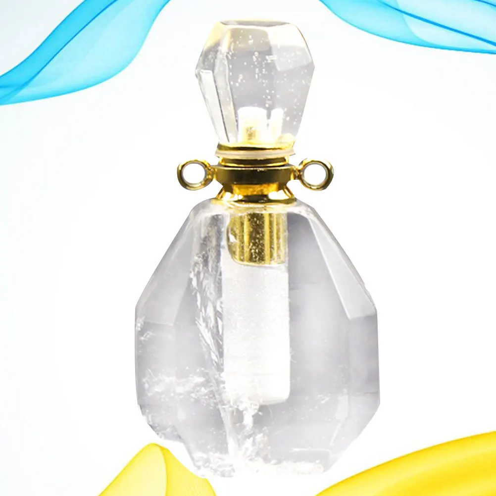 زجاجة صغيرة من الكريستال الفلوريت الطبيعي باللون الأخضر مختومة من الزيوت العطرية قلادة معلقة للزينة