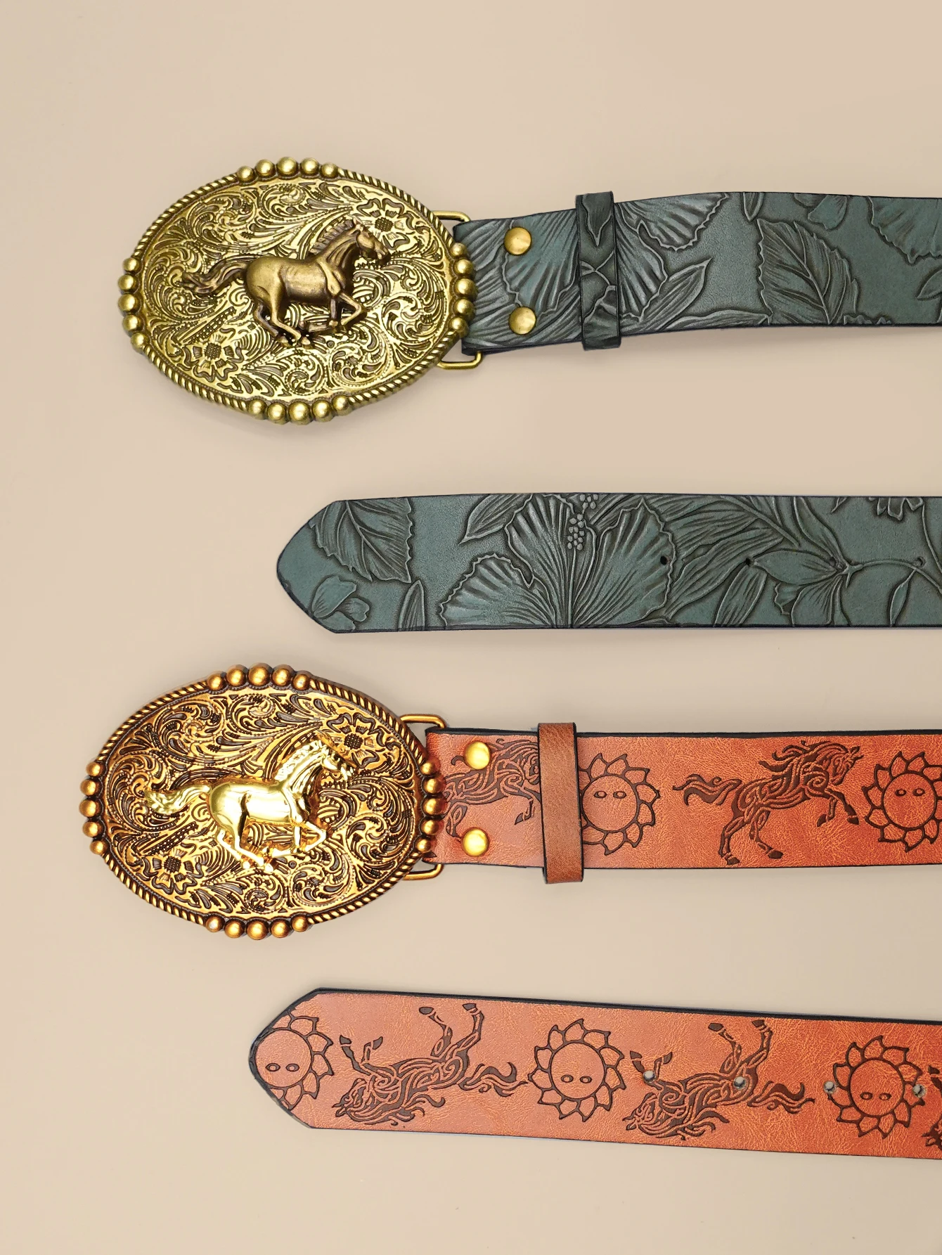 Vintage Cowboy Style Belt, Women\'s Fashion Casual Belt, Retro Printed Leather Belt, Suitable for Daily, Commuting, College Style