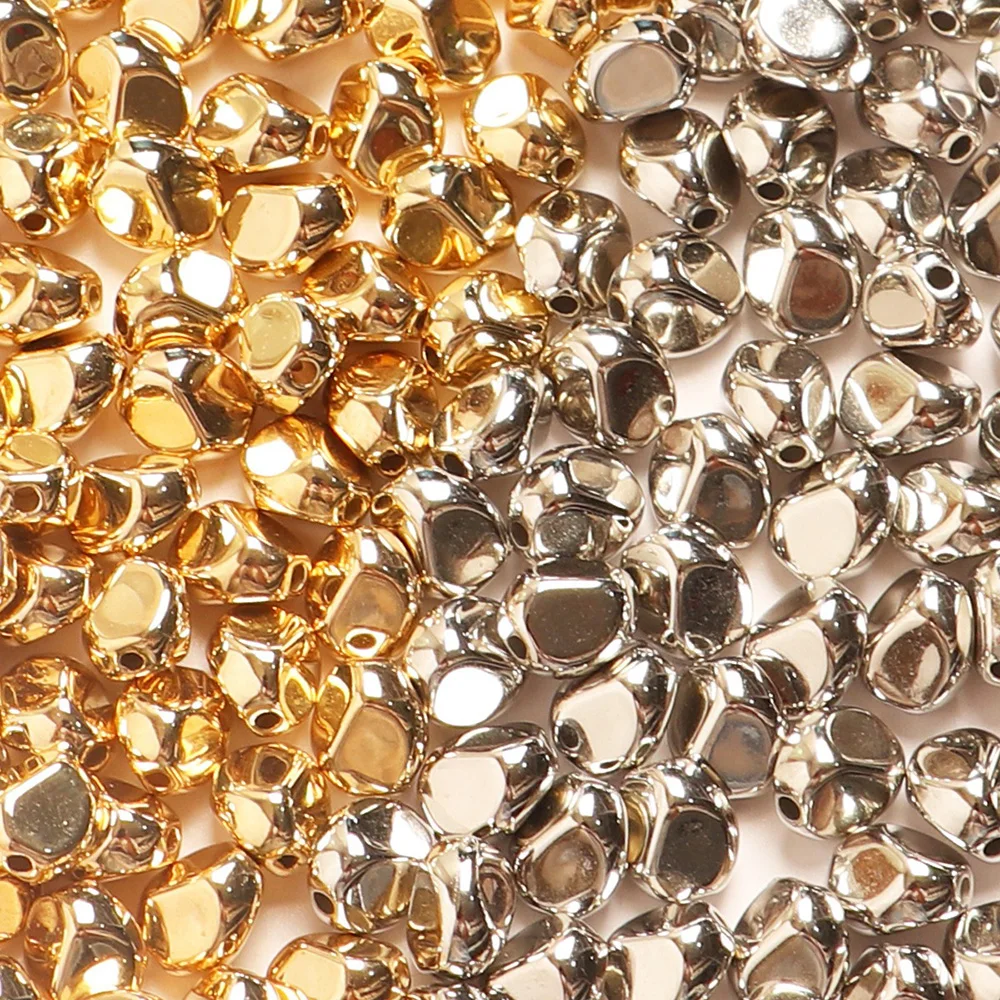 100 szt. 7mm CCB Złote Nieregularne Koraliki Seed do Wyrobu Biżuterii, Koraliki Dystansowe, Luźne Koraliki do Samodzielnego Wyrobu Naszyjników, Akcesoria do Koralikowania