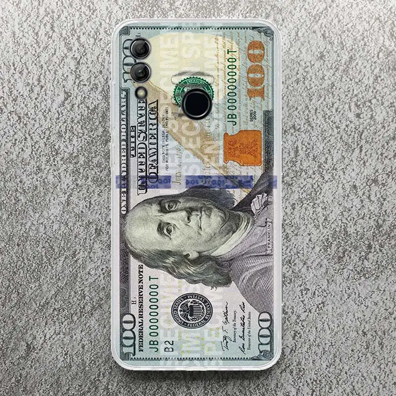 Banknote Dollar Cash Money Print Soft Case for Huawei Honor 10 9 9X 8A 8X 8S Y5 Y6 Y7 Y9S Phone Shell 20 Lite P Smart Z 50 Pa