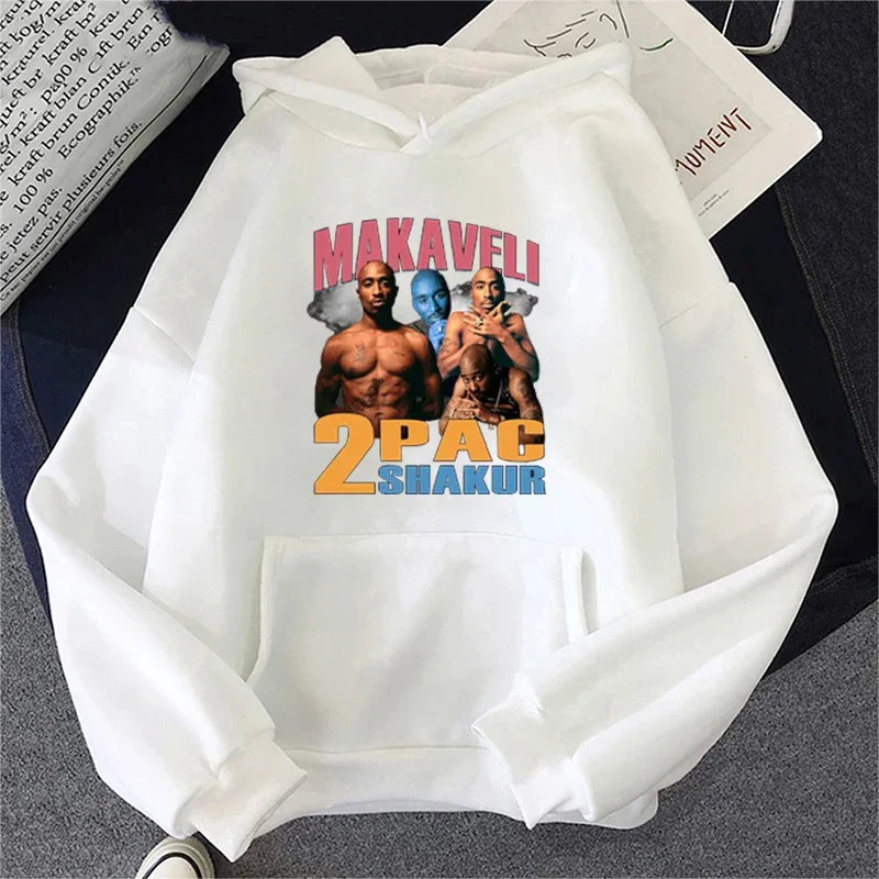 

Casual Men's Fleece Warm Hooded Sweatshirt Fashionable Hip-hop Rapper TUPAC Printed Hooded Sweatshirt Autumn and Winter Top