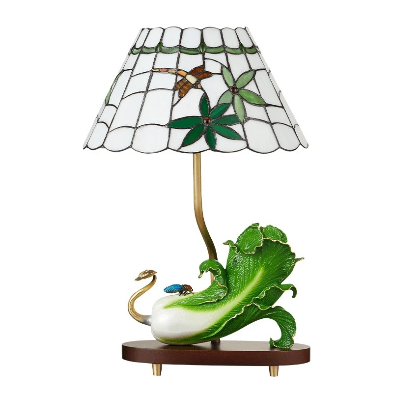 All copper antique solid wood study dining room light living room home decoration light