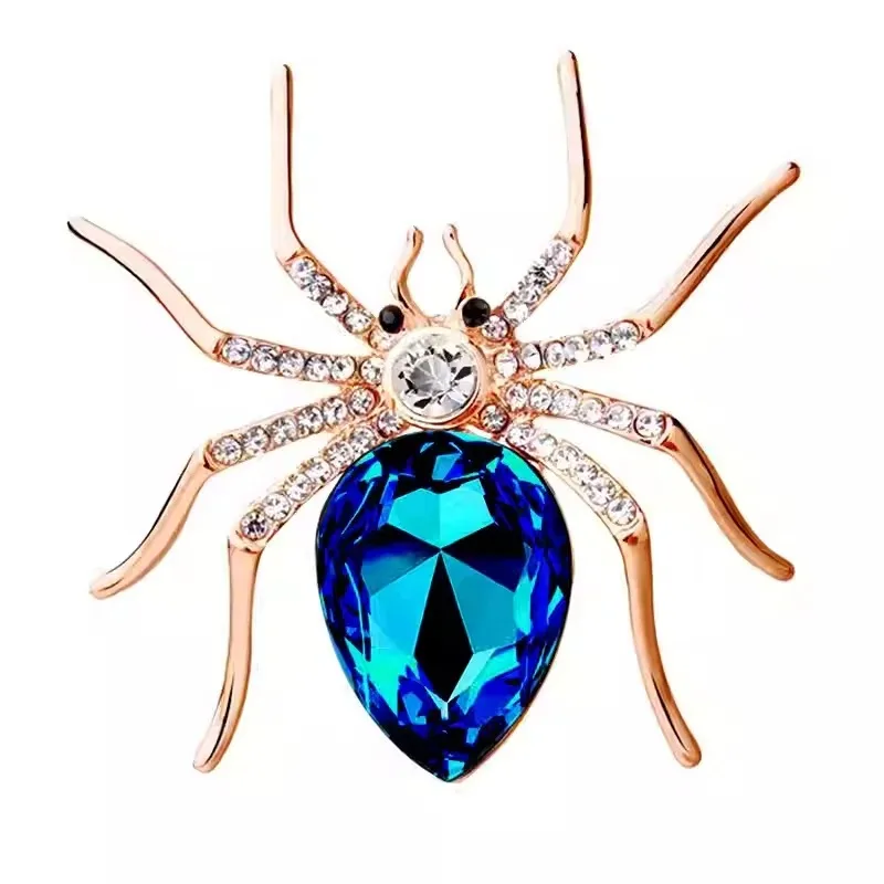 

2PC Multi Colored Fashionable Personalized Spider Brooch, Sparkling Crystal Studded Diamond Chest Flower, Clothing Collar Needle