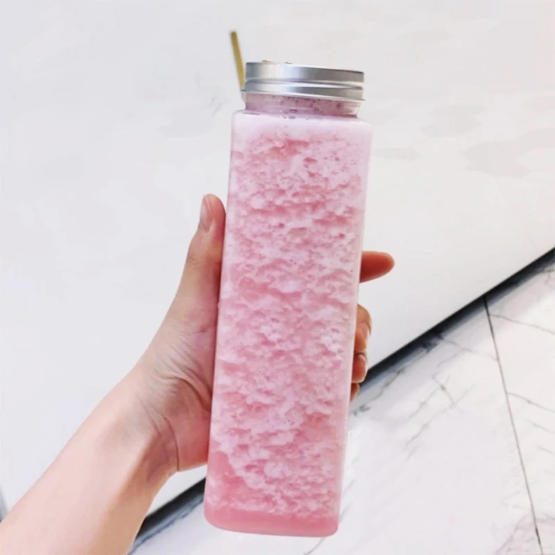 500ml Portable Fruit Juice Cold Brewed Tea Bottle Empty Transparent Plastic Beverage Bottle Disposable Milk Tea Bottle Kitchen
