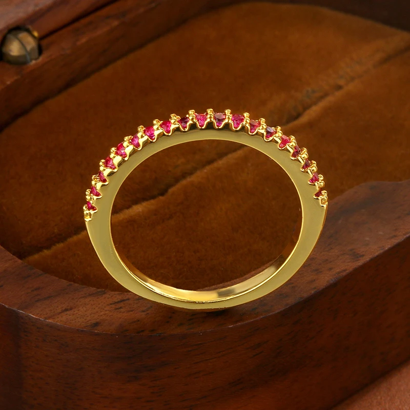 【Bestseller】مجموعة قنوات وردية وردية مطلية بالذهب عيار 18 قيراط للنساء، شريط بسيط قابل للتكديس، مجوهرات لذيذة، هدية لها #3