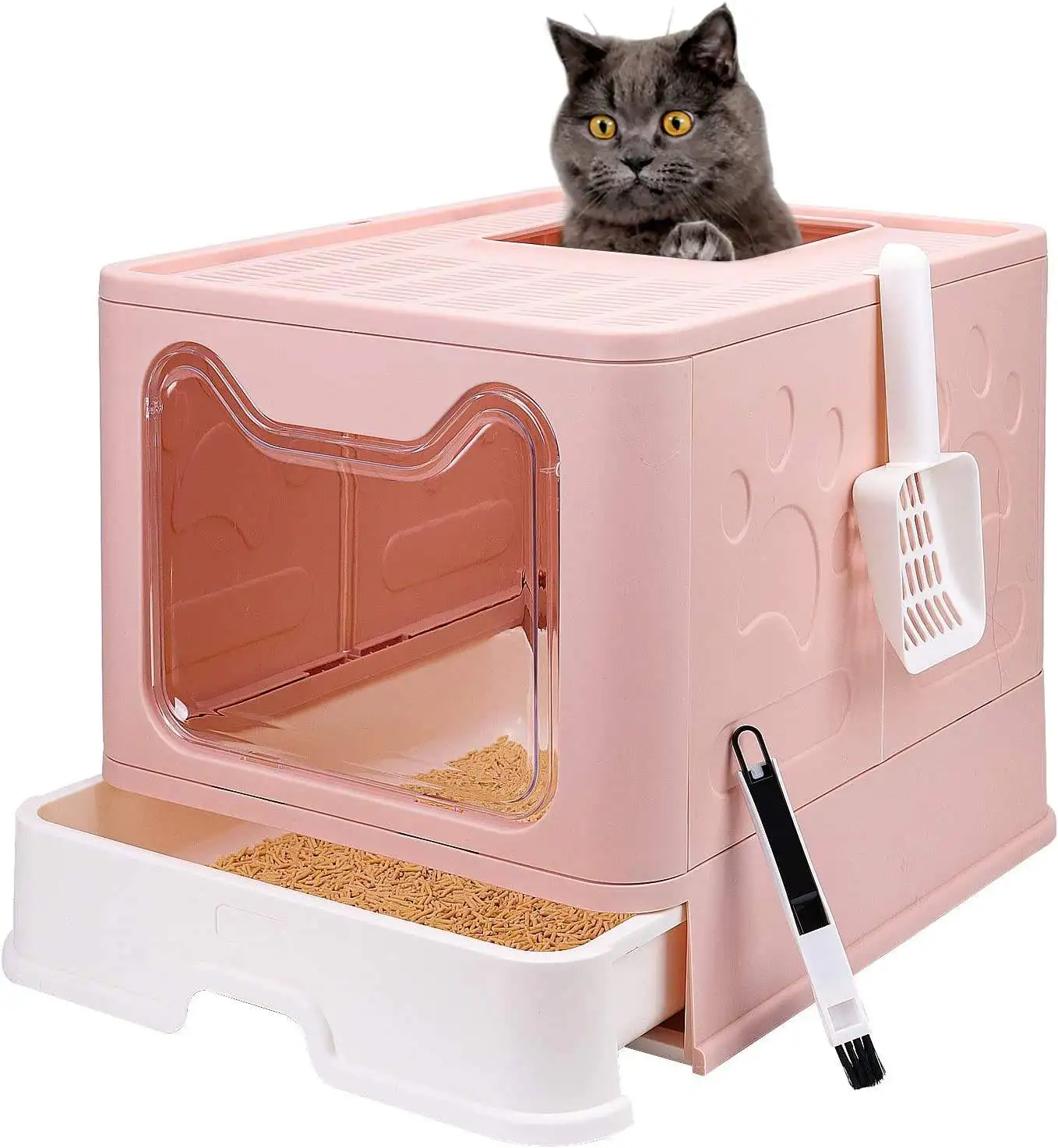 

Cat litter box closed drawer top entry type splash-proof deodorant poop box large cat toilet cat supplies