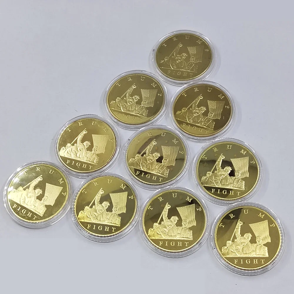 เหรียญที่ระลึก45th ประธานาธิบดีทรัมป์ชุบทองเหรียญนักลอบสังหารนกอินทรีขนาด40มม.