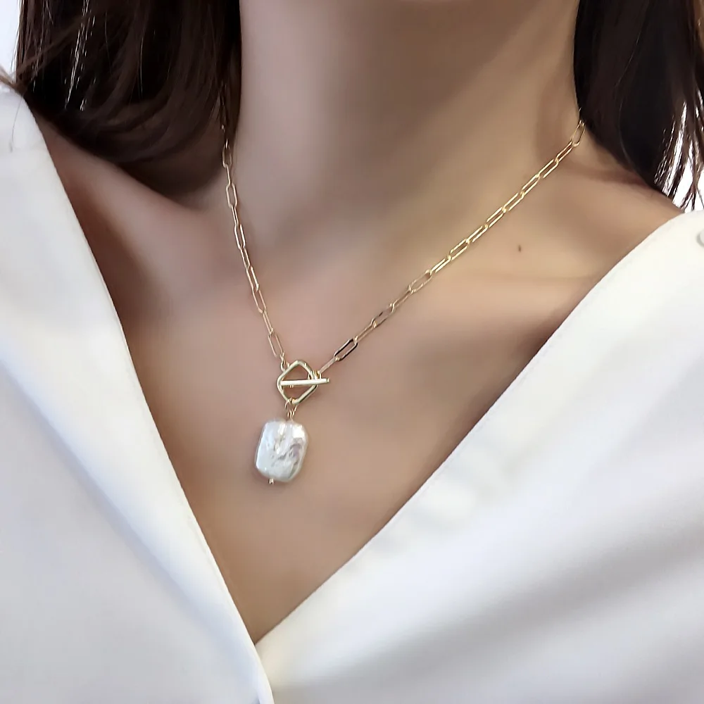 Best Sell 100% Natural Baroque Freshwater Pearl 14K Gold Filled Ladies Pendant Necklace Jewelry For Women Birthday Gifts No Fade