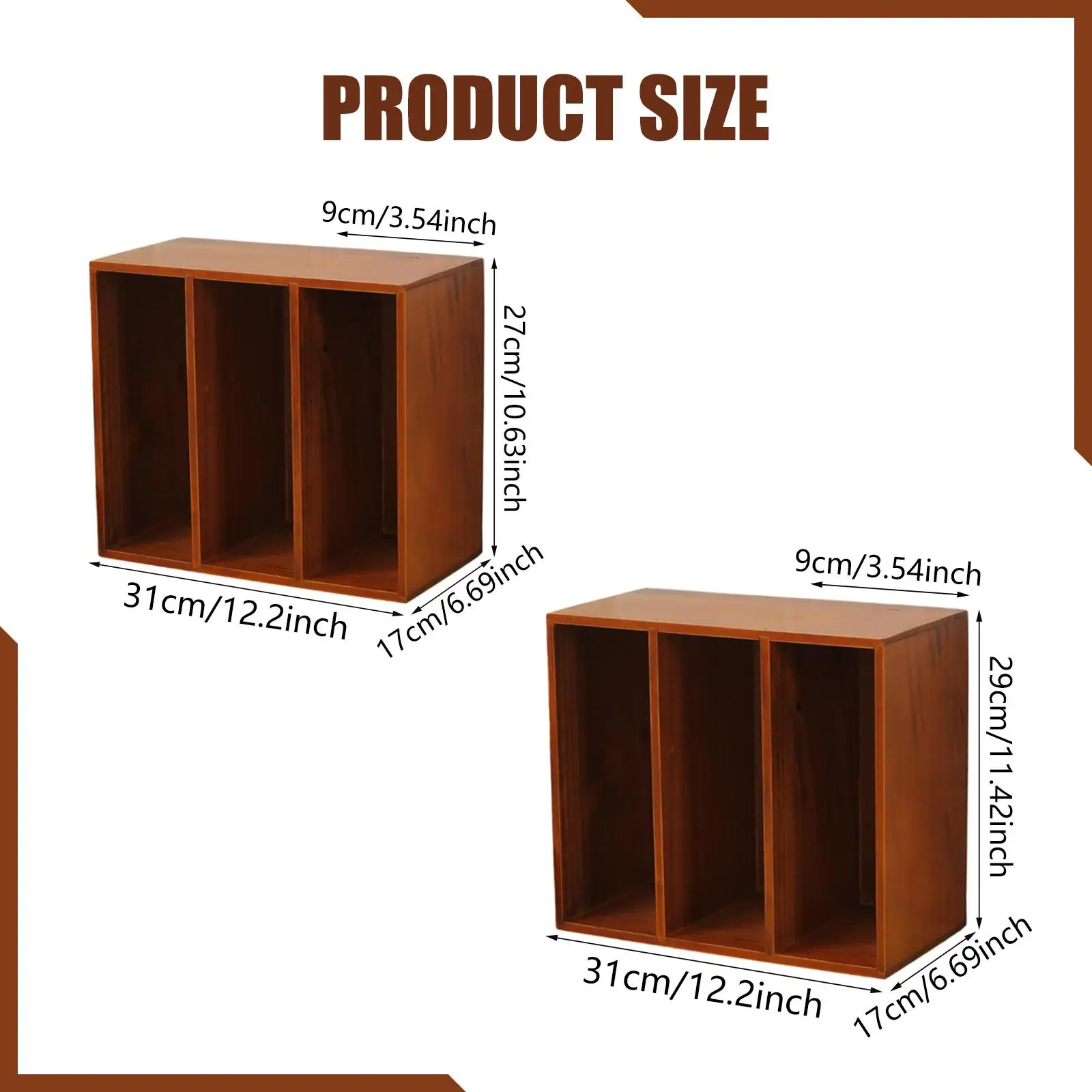 Book Holder 3 Grid Wood Versatile Unique Vertical Magazine Rack Display Shelf Desk Organizer for Work Home Perfume Envelope
