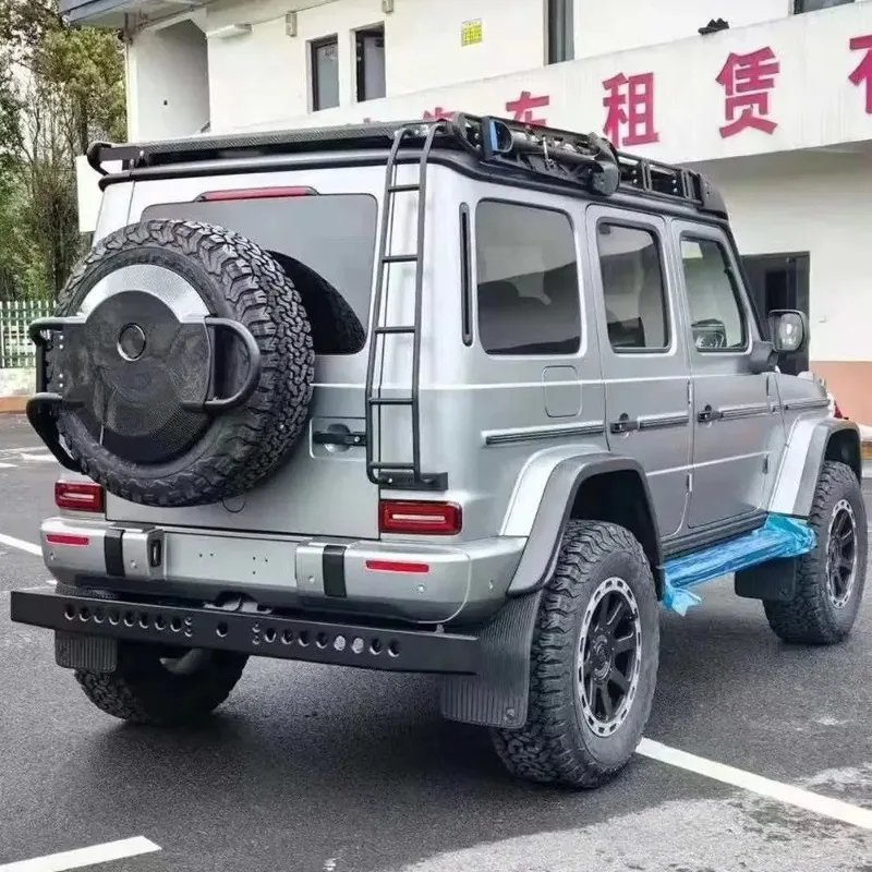 G Class W464 W463A 4x4 Full Set Dry Carbon Fiber White Spare Tire Carrier with Screw Installation 2019- 20' Tire Cover view 6