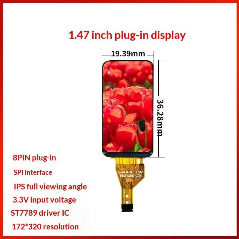 1.47 Inch TFT Display HD IPS 8Pin LCD Module 172x320 1.47