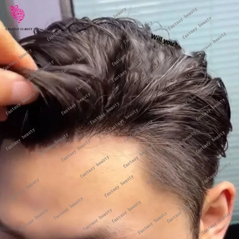 

Natural Hairline Super Durable Microskin Thin Skin 1B50 1B65 Grey Black Brown Men Toupee Human Hair Capillary Prosthes Hairpiece