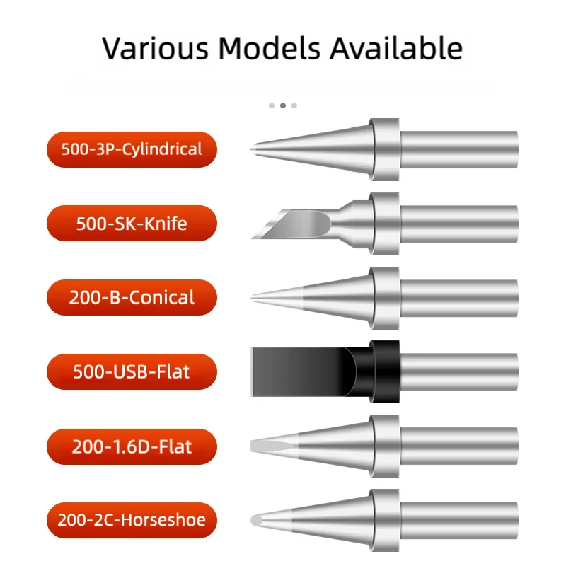 Końcówki lutownicze serii 500 500-B/500-K/500-SK/500-5D 150W, bezołowiowe końcówki do lutowania do stacji lutowniczych Quick 205H 7150 209H 5205 — zdjęcie 6