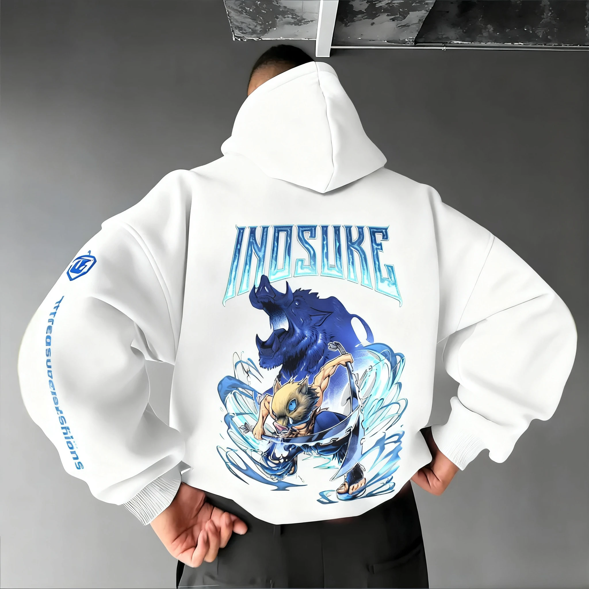 New Unisex Anime Demon Slayer Oversized Hoodie Men Women Pullover Sweatshirt Kimetsu No Yaiba Inosuke Autumn Y2k Tops Streetwear