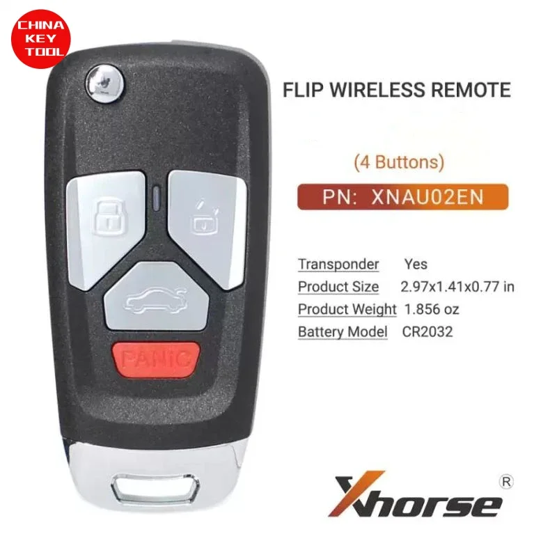 1PCS Xhorse Wireless Flip Remote Key For Audi Style 4 Buttons XNAU02EN