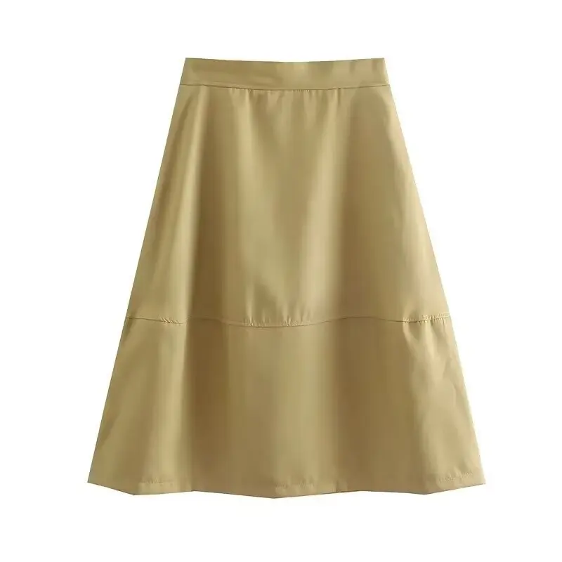 Withered Fashionable Temperament, Solid Color, High Waist, Casual A-line Skirt, Long Skirt Skirt Woman Clothing Faldas Skirts