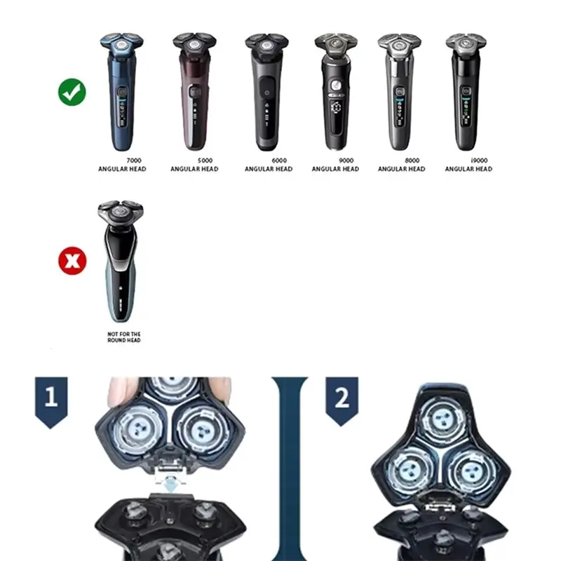 AA20-For For Shaver Replacement Heads- 1 Pack Fits Series S5000(S5XXX), S7000(S7XXX) For SH71/50 Shaving Blue