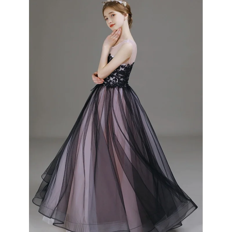 Children's Formal Dress Princess Dress Elegant Piano Performance Dress Girls' Violin Host Show Performance Dress Puffy Tulle