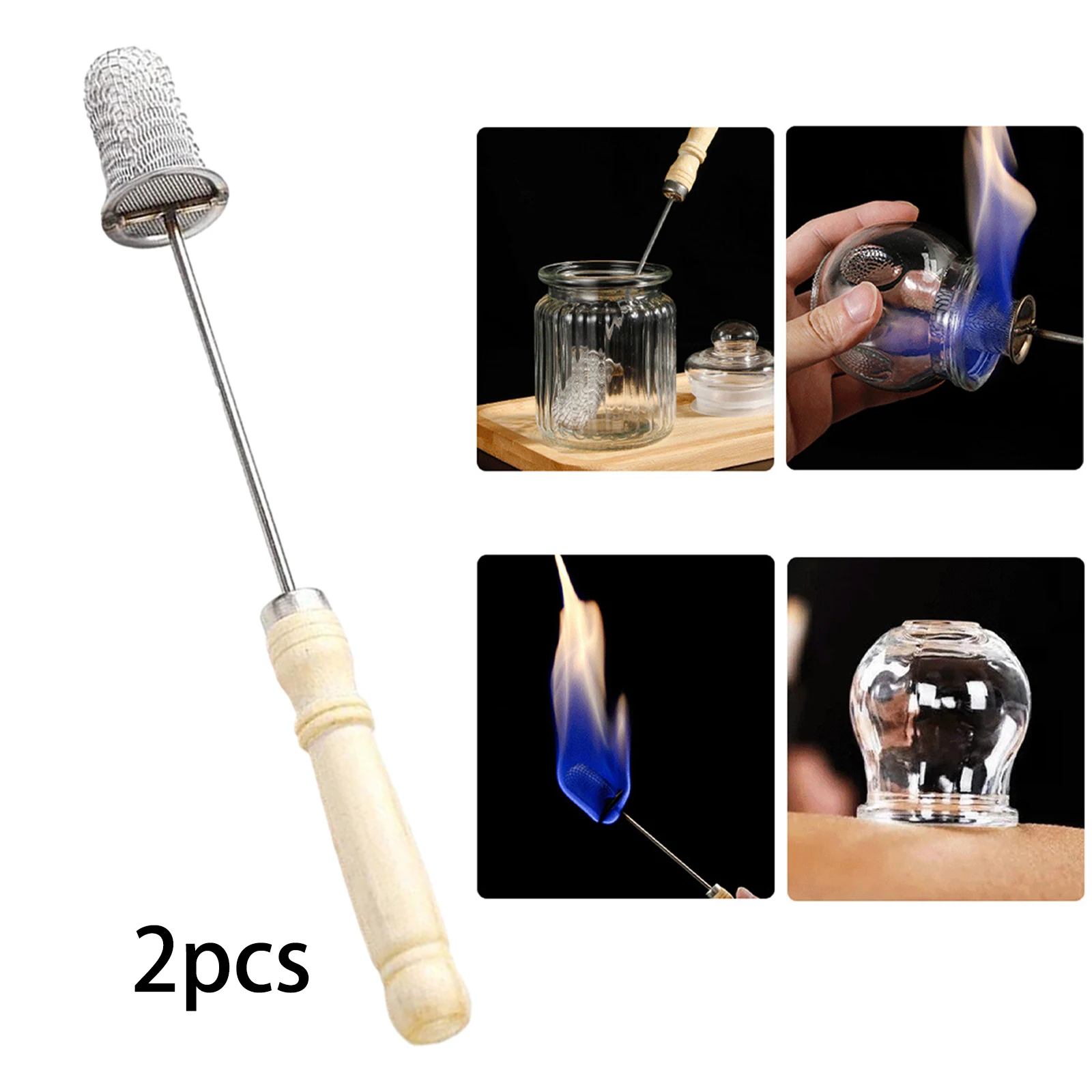 2Pcs Schröpfen Fackel Tragbare Professionelle Chinesische Akupunkturpunkt Schröpfen Massage Zünder Mesh Feuer Schröpfen Stick Schröpfen Zündung Stic