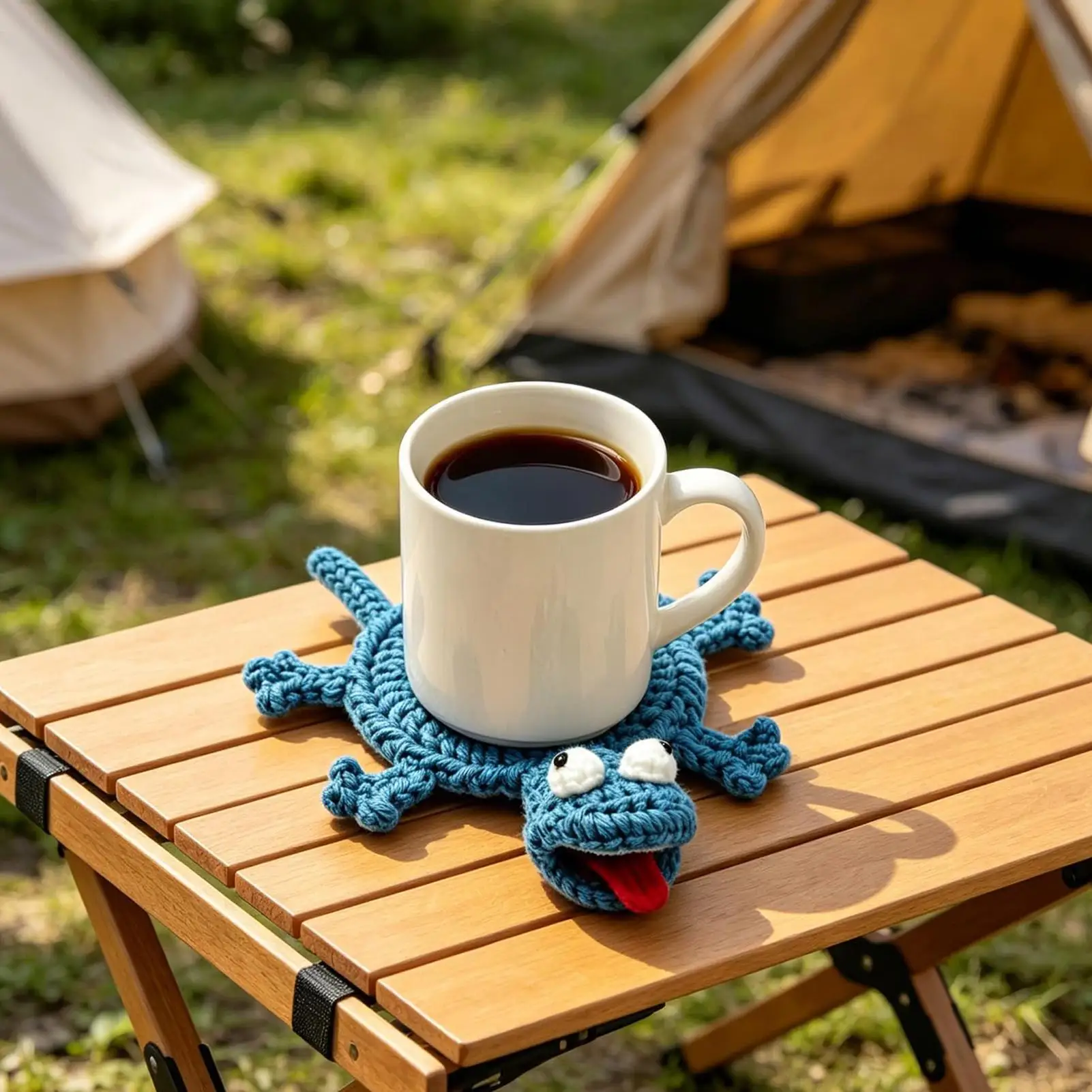 Handmade Crochet Lizard Coaster 3D Cute Animal Drink Mat Useful Mug Rug for Home Decor Funny Lizard Coaster Desk Accessory