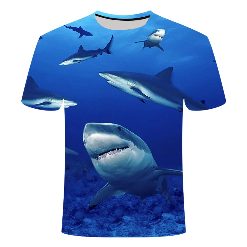 Summer Deep Sea Shark 3D Print T-Shirts Streetwear Men Casual Fashion Harajuku Oversized O-Neck T Shirt Tees Tops Clothing