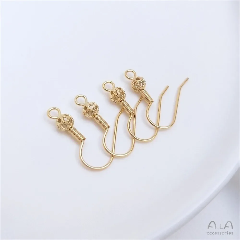 

14K Gold-plated Hollow Ball, Spring Ear Hook, Handmade DIY Earrings, Ear Accessories, Handmade Materials E062