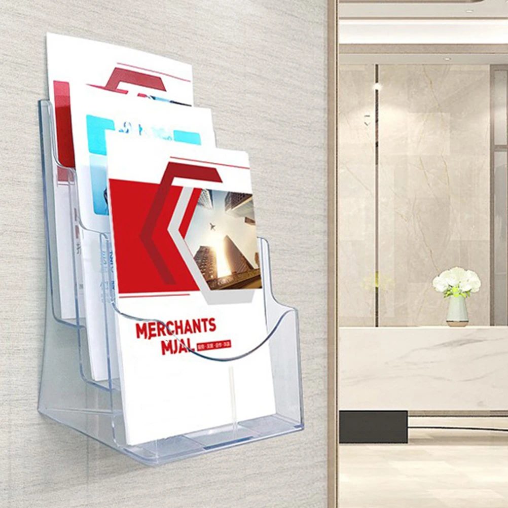 

2 Pcs A5 4 Tier Acrylic Document Holder File ganizer Brochure Display Stand for Pamphlets Magazines Plastic Literature