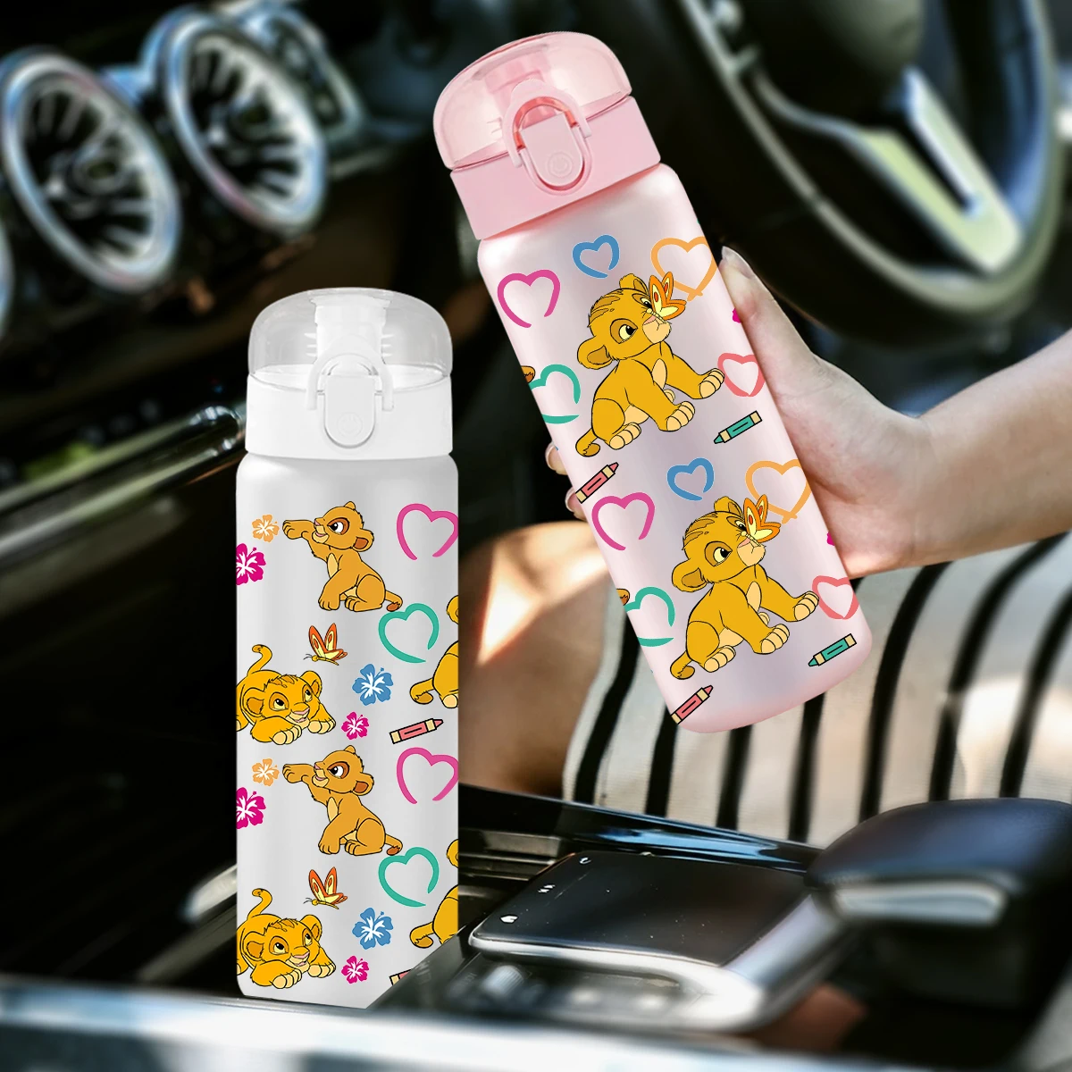 

1 шт., бутылка для воды с узором «Король Лев», 26 унций, герметичная пластиковая спортивная бутылка для путешествий на открытом воздухе, подарок на день рождения, подарок на сезон в школу