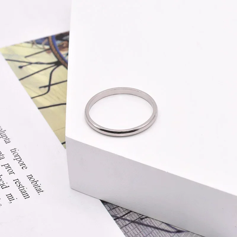 RHYSONG Modern 2mm Thin Forefinger Rings Fashion Smooth Surface  316L Stainless Steel Gold Plated Minimalism Jewelry For Women