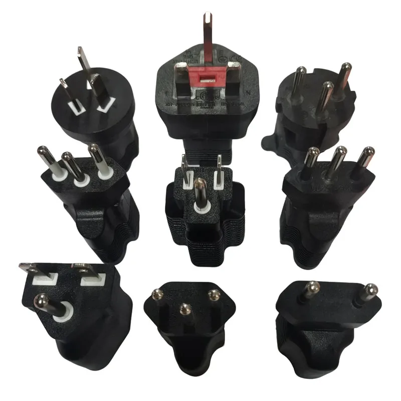 Black Copper C6 C8 C14 C20 AU US UK EU 4.0/4.8mm Swiss Brazil Italy Israel India Africa to US 5-15R female power adapter plug