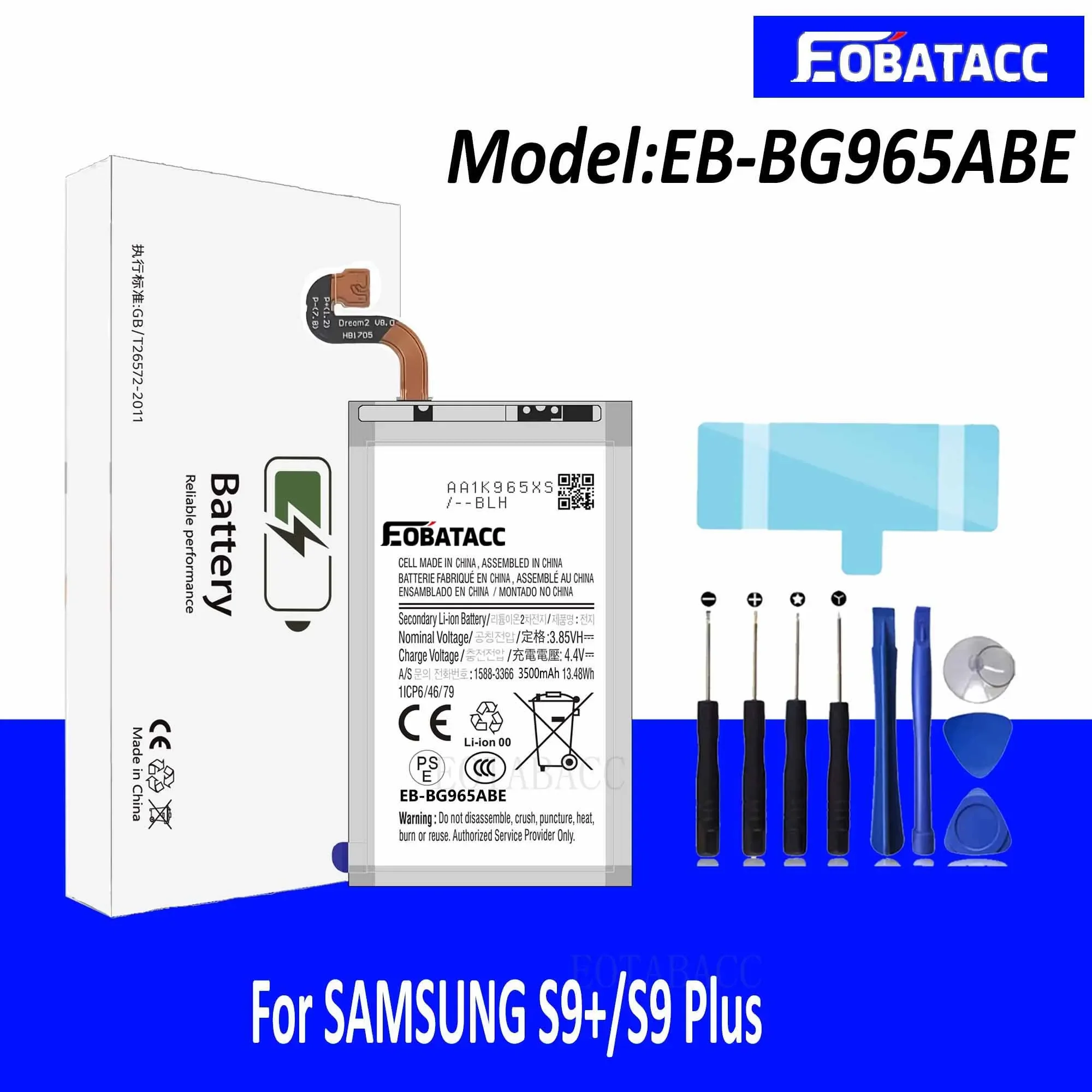 

EOTABACC 100% New High Quanlity Battery EB-BG965ABE For Samsung S9+ /S9 PLUS Battery +Tools