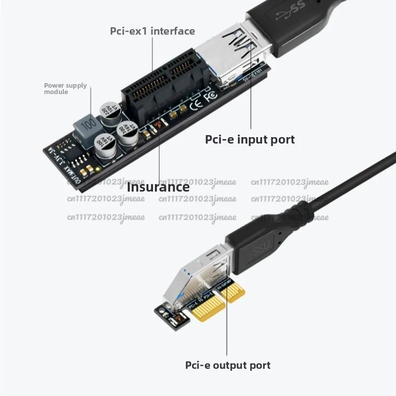 Custom PCIe x1 Extension Cable PCI Express Riser Adapter Cable for Expansion Cards Network Cards
