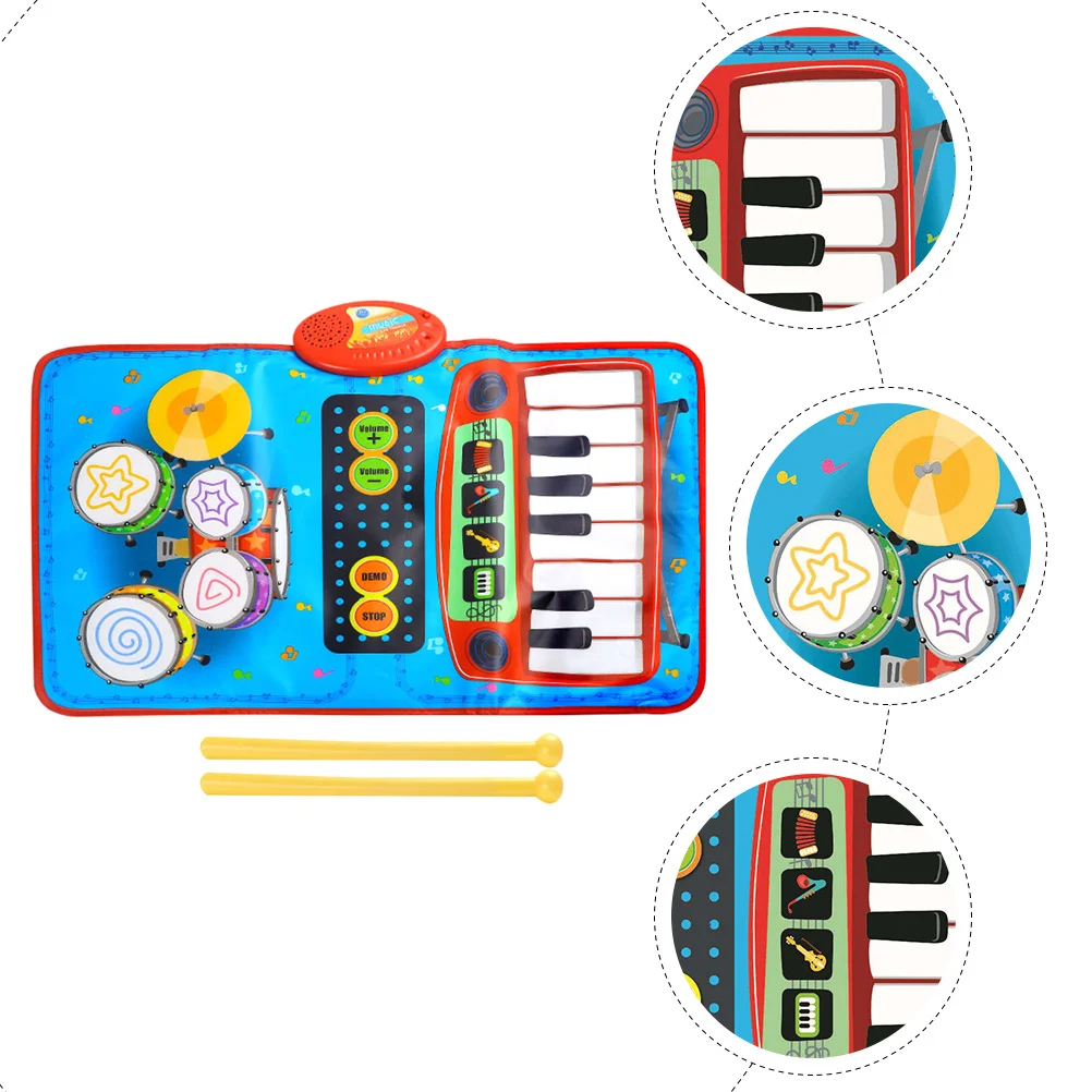 

2-in-1 Children Musical Carpet Piano Blanket Compact Size Educational Keyboard Mat Promote Eye-Hand Coordination Interactive