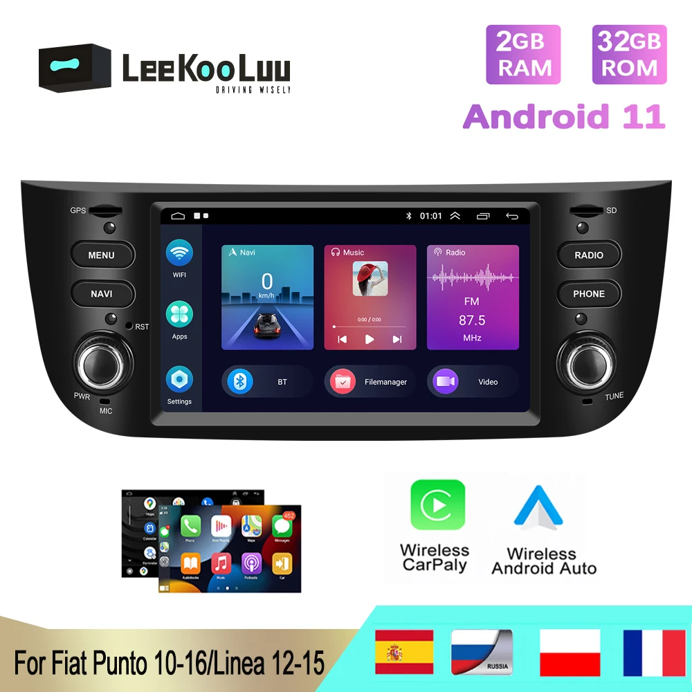 

LeeKooLuu Android Car Radio For Fiat Punto 2010-2016/Linea 2012-2015 Multimedia player GPS Navigation Wireless Carplay DSP HIfi