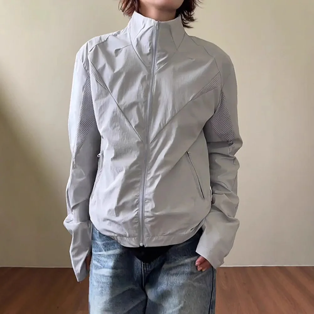 2026 Summer Men Original Yarn UPF Protection Jacket Stand Collar Mesh Breathable Cycling Sports Thin Outdoor Windbreaker Coat