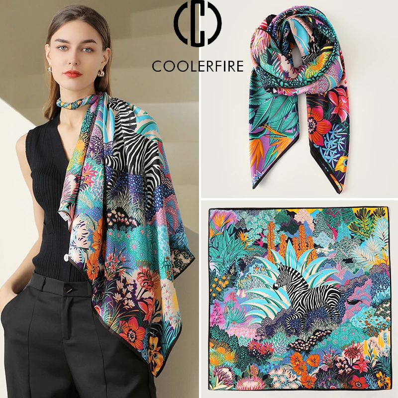 90X90cm Women\'s Summer Scarf Satin Scarf Elegant Woman Scarf Woman Neck Scarves Women Luxury Brand Foulard Women Scarves WJ019