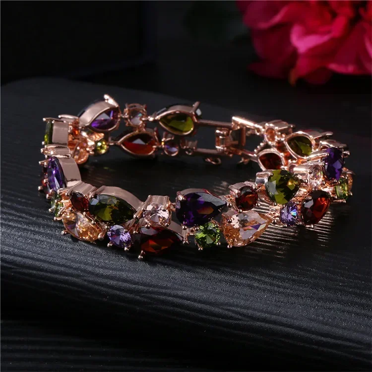 High Quality Rose Gold Color Mona Lisa Zircon Bracelet for Women Crystal from Swarovsks Multicolor CZ Stones Special Store