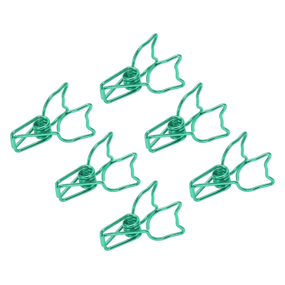 100Pcs Green/Red Kitten Binder Clips Kitten Shape Cute Cat Binder Clamps Hollow Electroplating Metal Binder Clips Clothes