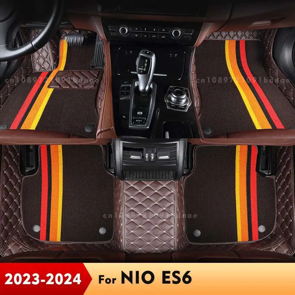 

For NIO ES6 2023 2024 Double Layer Car Floor Mats Custom Auto Foot Pads Carpet Cover Interior Accessories