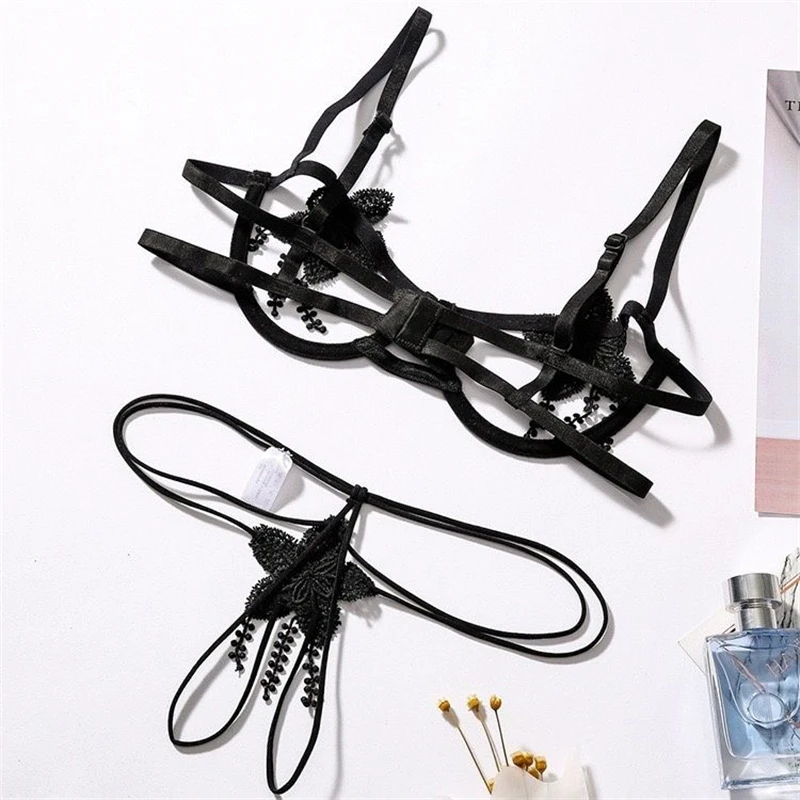 Sexy Lingerie Outfit Women Bra Garters Panties See Through Lingerie Exotic Set Ladies Sexy Underwear Set Porn Sexy Costumes BDSM