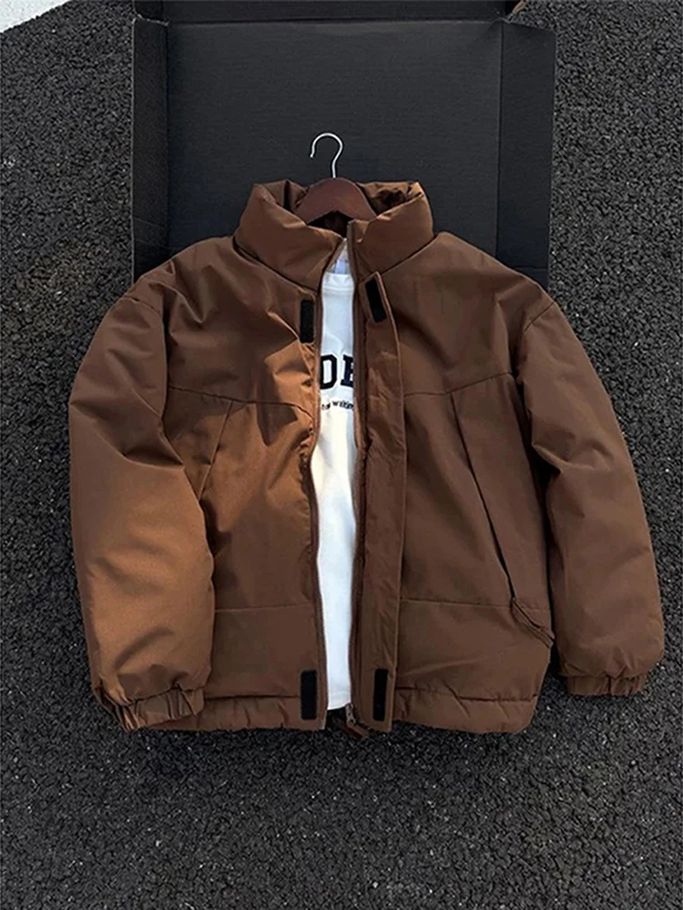 

Thiened Winter Cotton Jaet Men's ort Sle Stand Collar Warm Coat Bread Sle Casual Youth Faion Warmth Measurement