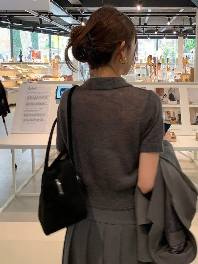 Ele ort Sve Top lavorato a maglia da donna Estate Nuovo colletto vintage Design sottile Sensation Faionable Coreano Sle Slim Fit
