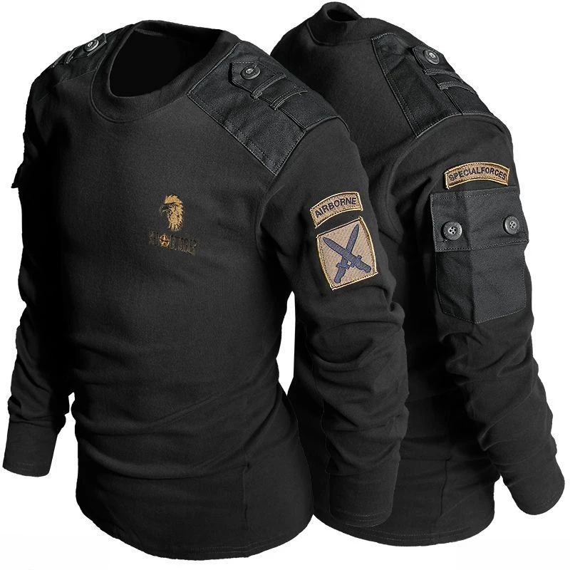 Tactical Camouflage Special Forces T-shirt Men Spring Breathable Wear Resistant Round Neck Top Pure Cotton Training Workwear