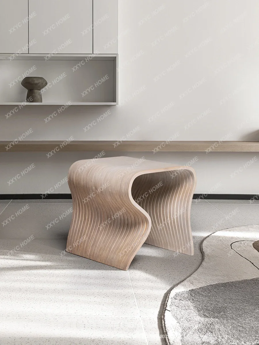 

Nordic modern art personalized dining stool designer solid wood low stool makeup stool