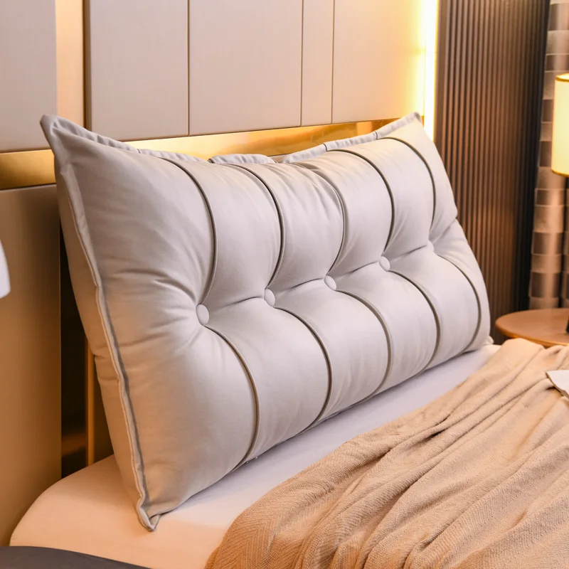 

Модная подушка из технологичной ткани в скандинавском стиле со съемным чехлом, с декоративной строчкой, для спальни, большая прямоугольная подушка